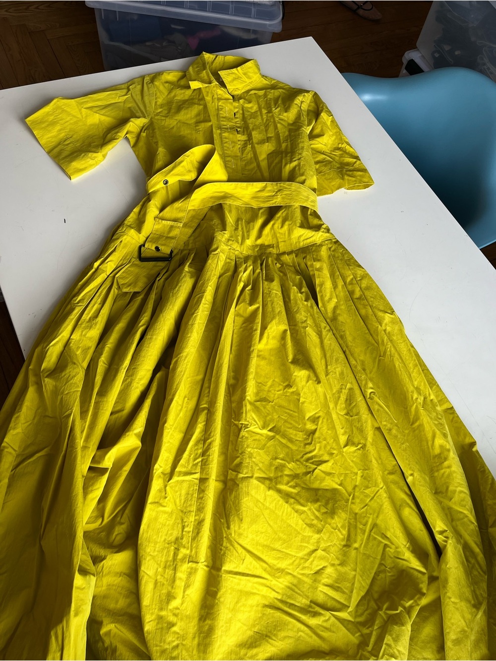 CO Bright Yellow Maxi Shirt Dress with Belt